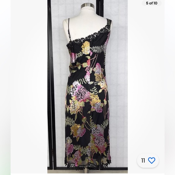 Vintage Betsy Johnson Vibrant Tropical Print Silk Strapless Beaded Dress 10 - Picture 3 of 8